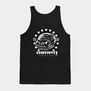Horsepower Hunter - Vintage Classic American Muscle Car - Hot Rod and Rat Rod Rockabilly Retro Collection Tank Top